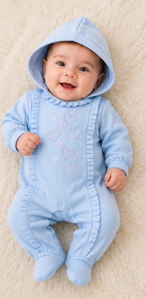 افرول صيفي للرضع مع قبعة 👶💖